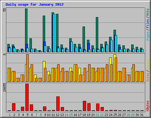 Daily usage for January 2012