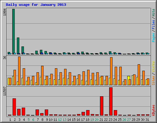 Daily usage for January 2013