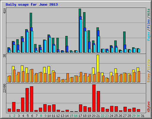 Daily usage for June 2013