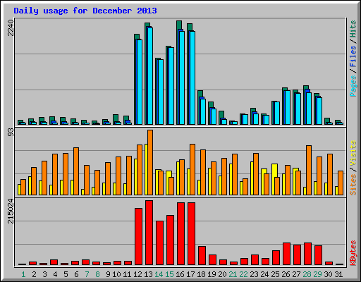 Daily usage for December 2013