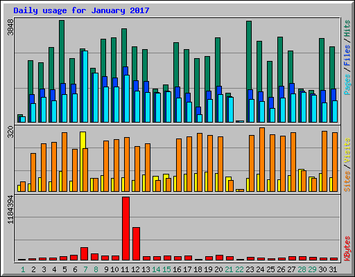 Daily usage for January 2017