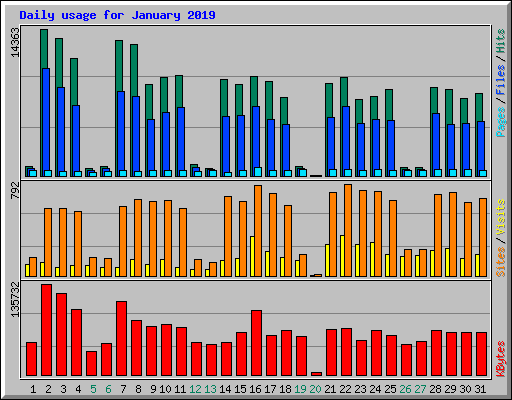 Daily usage for January 2019