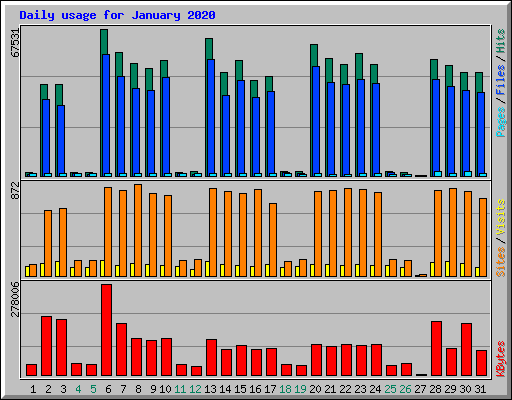 Daily usage for January 2020