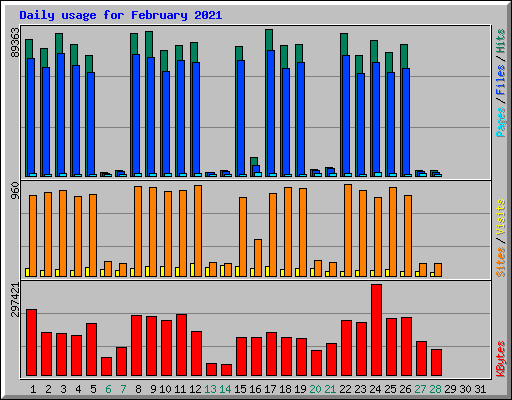 Daily usage for February 2021