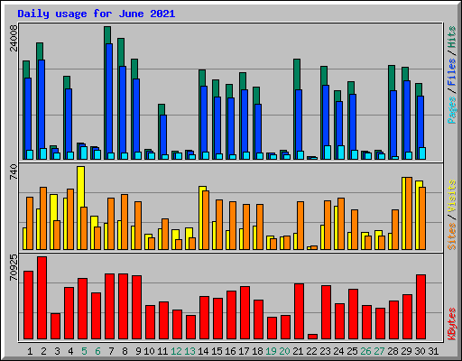 Daily usage for June 2021