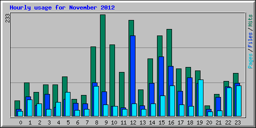 Hourly usage for November 2012