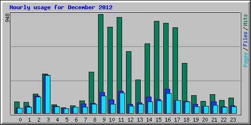 Hourly usage for December 2012