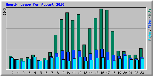 Hourly usage for August 2016