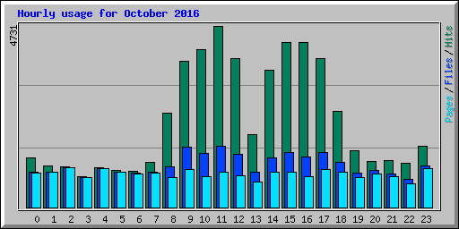 Hourly usage for October 2016