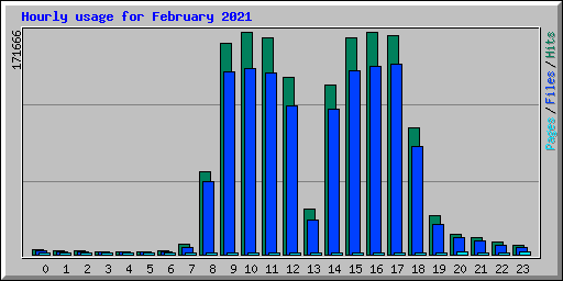 Hourly usage for February 2021